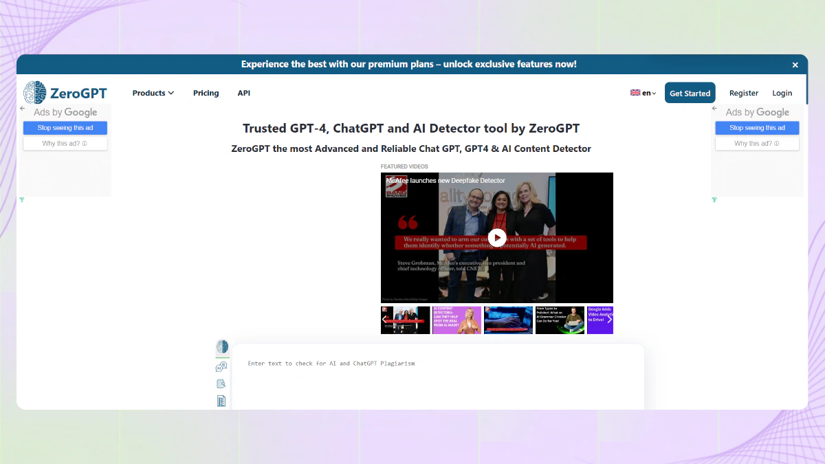 zerogpt homepage