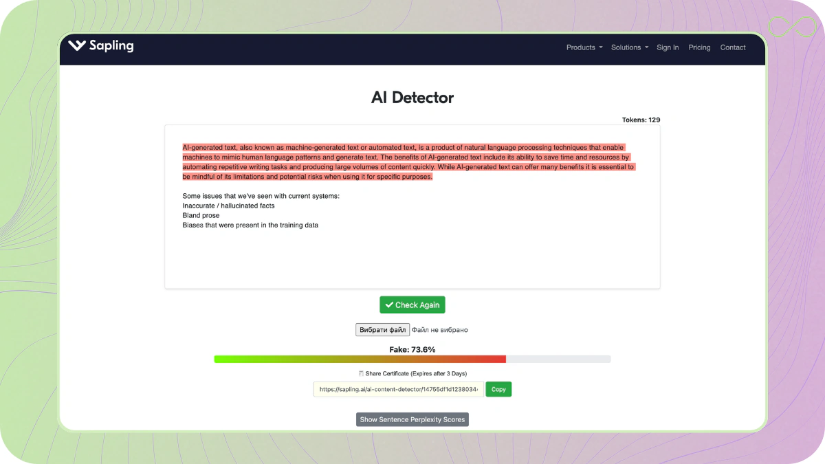 Sapling - Alternative to BrandWell AI Detector